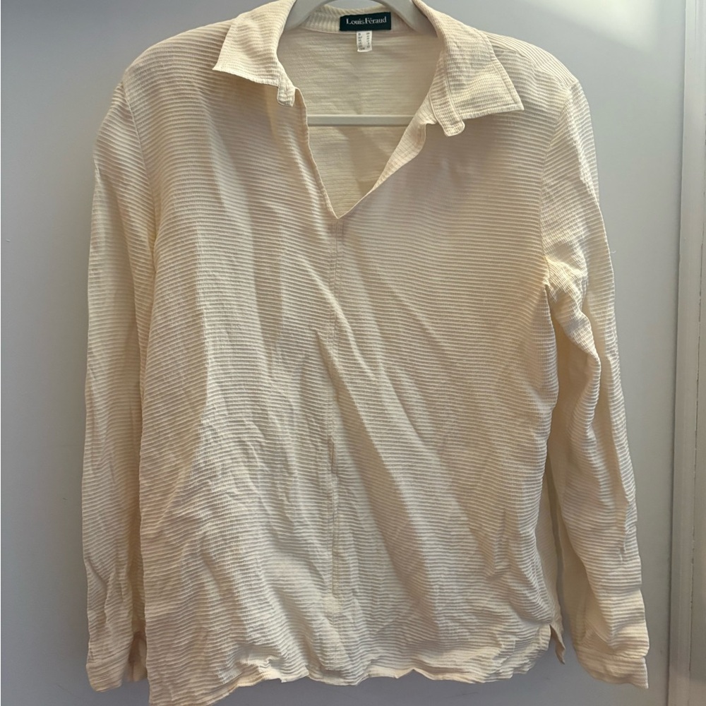 Louis Feraud Men's Cream Textured Long-Sleeve Polo